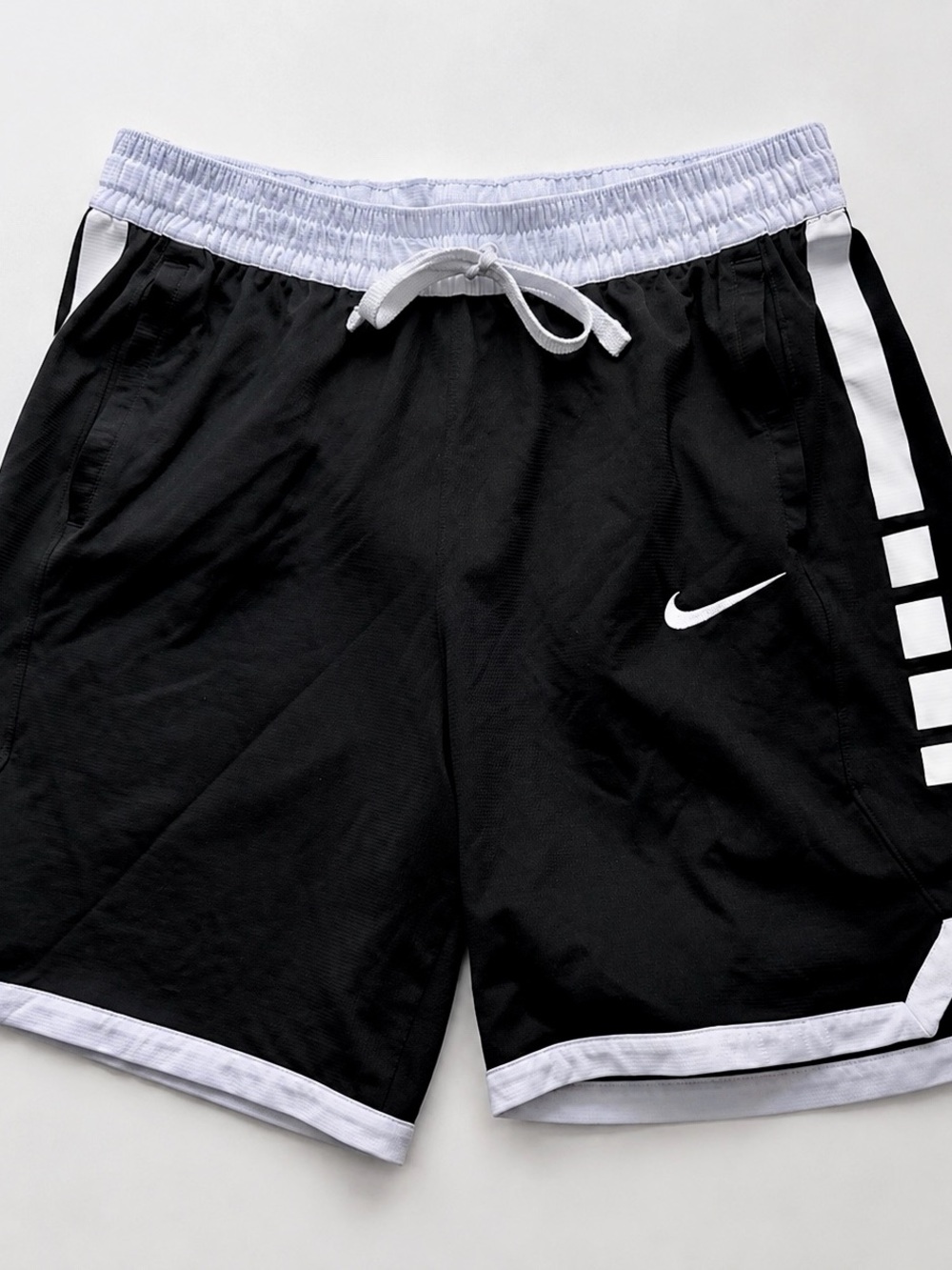 Nike Men’s Black Athletic Shorts with White Trim Size M